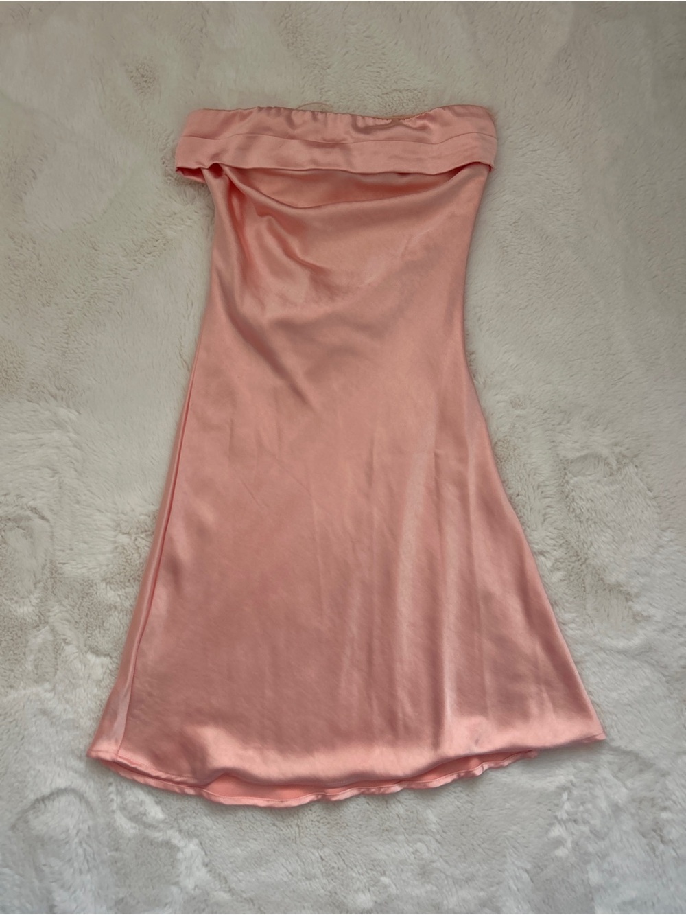 Strapless Satin Slip Dress in Peach Pink